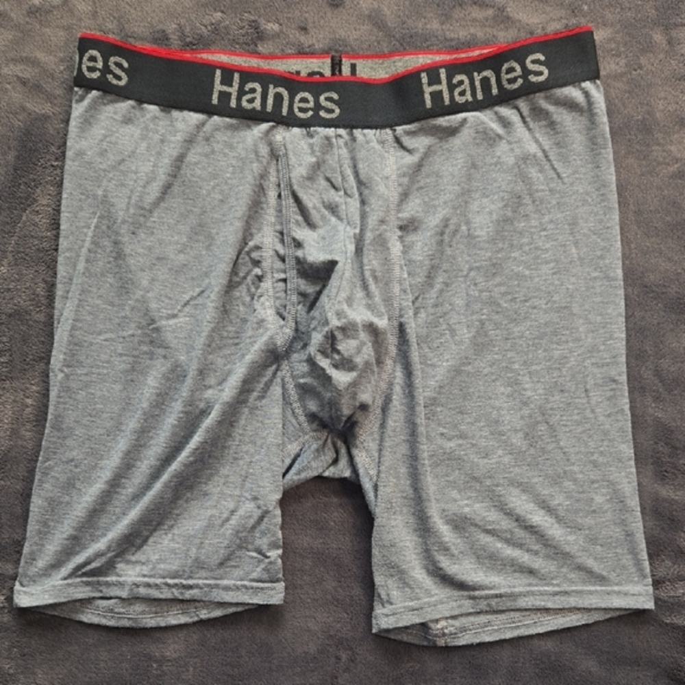 Hanes Gray Boxer Briefs Comfortable Underwear